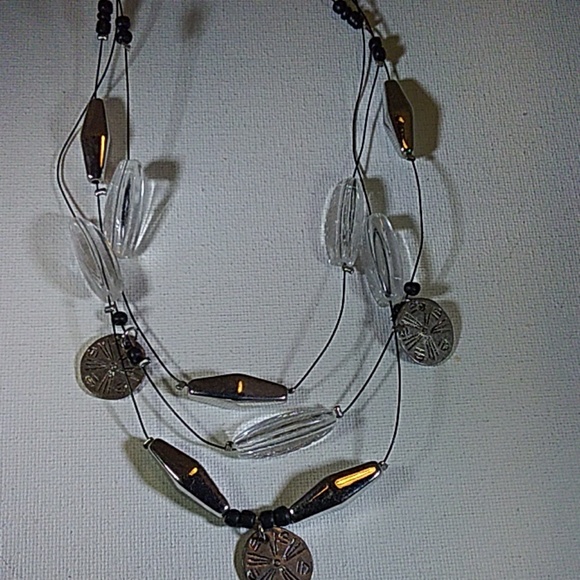 Chicos Multi-strand Beaded Necklace Illusion Wire - Picture 4 of 4